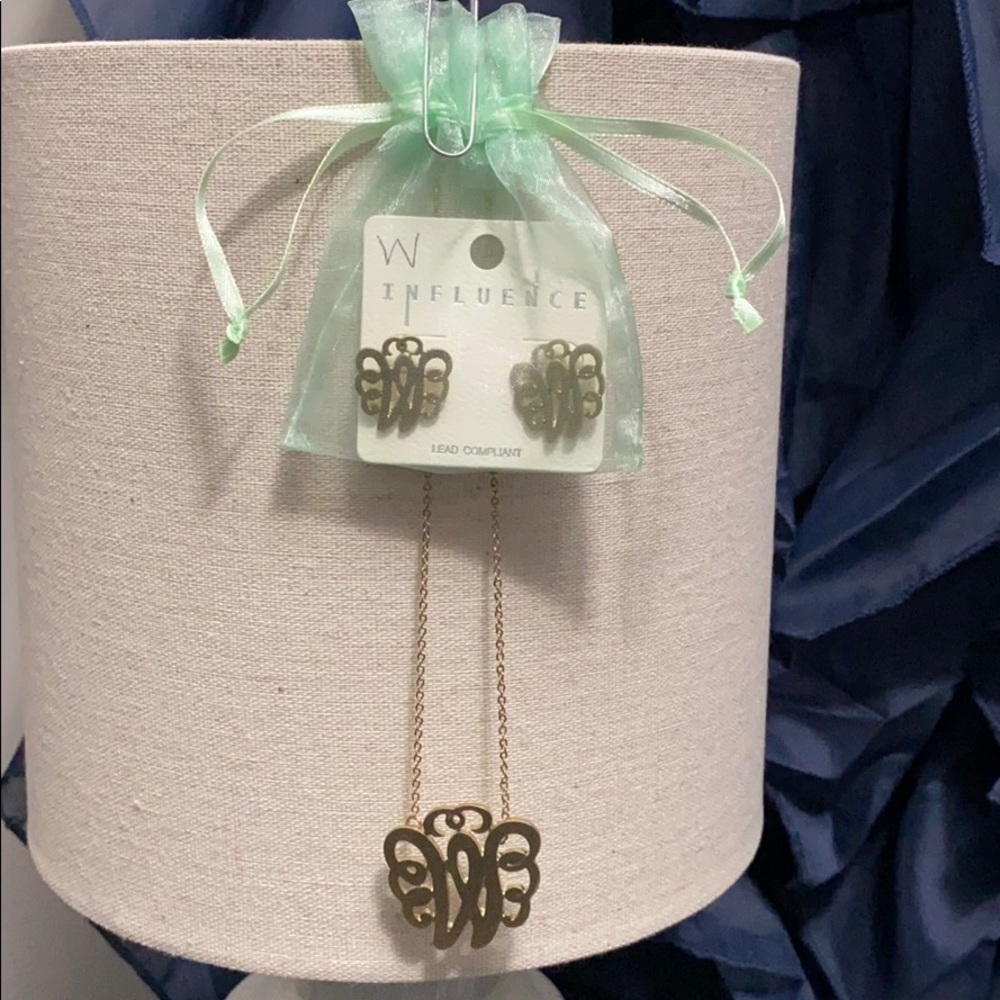Initial “W” Necklace / Earrings